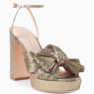 Loeffler Randall Natalia Pleated Platform Sandal in GOLD